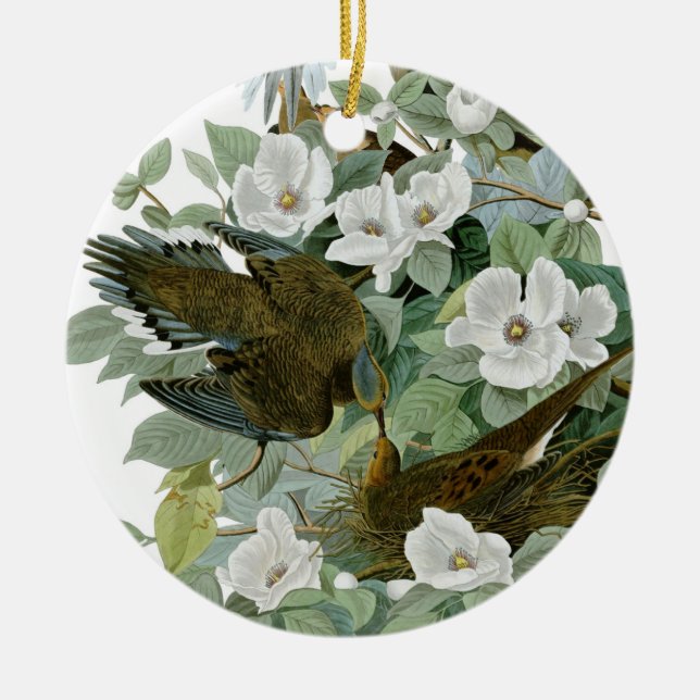 Carolina Pigeon Audubon Morning Dove Bird Ceramic Tree Decoration (Front)