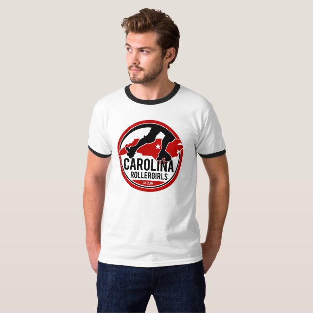 Carolina Rollergirls men's ringer tee (Front Full)