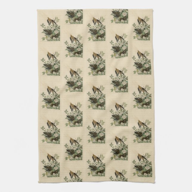Carolina Turtle Dove Mourning Dove Audubon's Birds Tea Towel (Vertical)