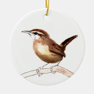 Carolina Wren Art Ceramic Tree Decoration