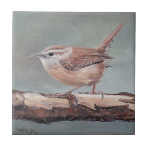 Carolina Wren Bird Art Ceramic Tile