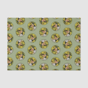 Carolina Wren on Fence Painting Original Bird Art Tissue Paper