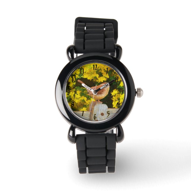 Carolina Wren Painting - Original Wild Bird Art Watch (Front)