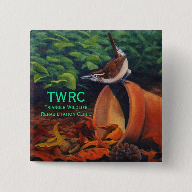 Carolina Wren, Triangle Wildlife Rehabilitation... 15 Cm Square Badge (Front)