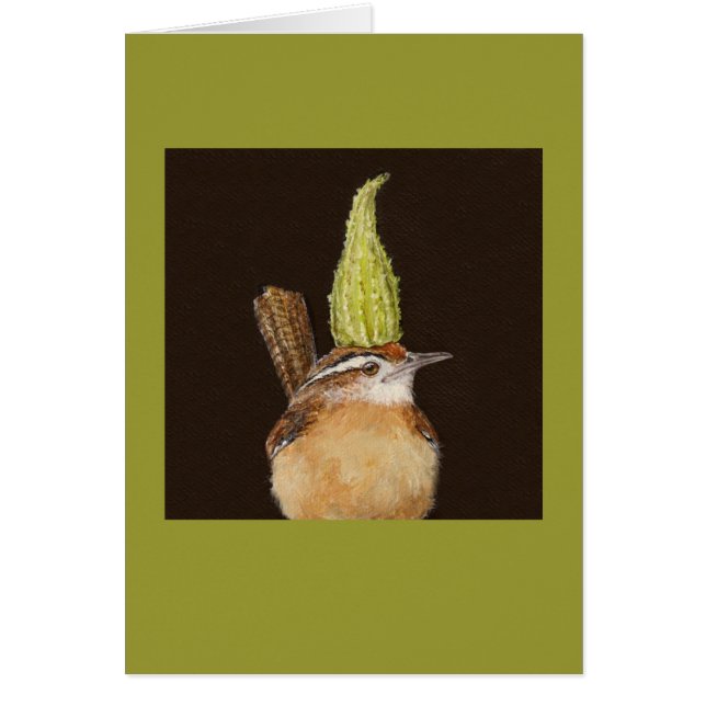 Carolina wren with milkweed card (Front)