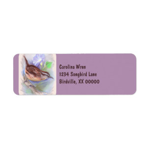 Carolina Wren with Morning Glory Flowers