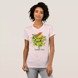 Carolina Wren Yellow Jessamine Watercolor T-Shirt