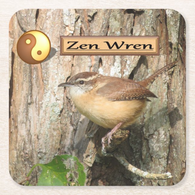 Carolina Wren Zen Coaster Set (Front)
