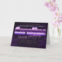 Caroline first name lilac retro card birthday