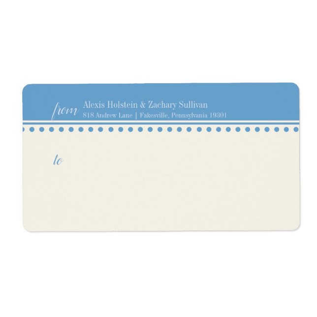 Caroline Mailing Label, Powder Blue (Front)