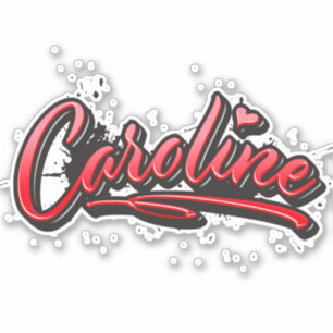 Caroline red Heart Graffiti Sticker