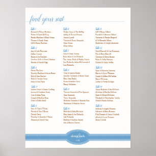 Caroline Seating Chart for Wedding, Powder Blue