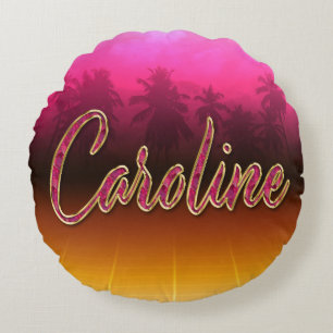 Caroline Vorname Name golden pink Kissen Round Cushion