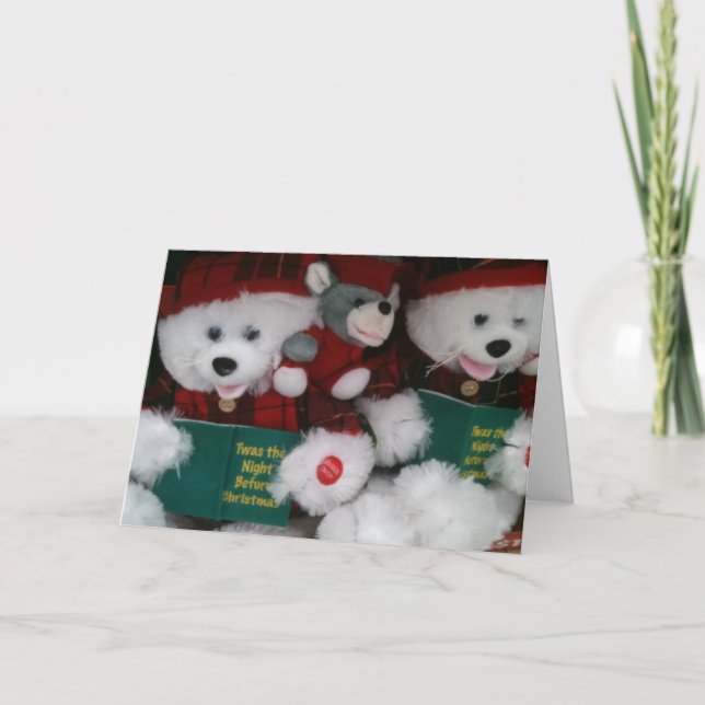 CAROLING BEARS SING MERRY CHRISTMAS HOLIDAY CARD (Front)