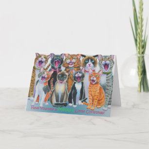 Caroling Cats Printed Message Inside Holiday Card