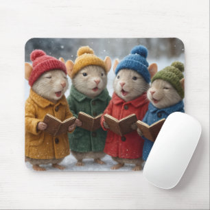 Caroling Christmas Mice In Snow Mouse Mat