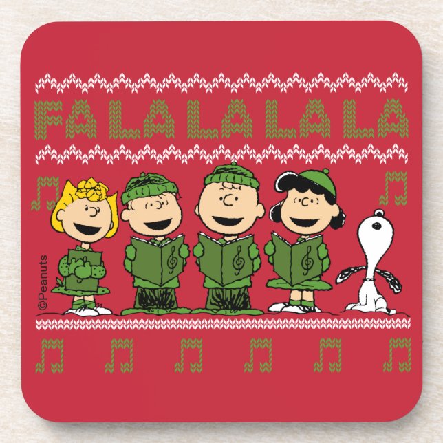 Caroling Christmas Sweater Graphic Coaster (Front)