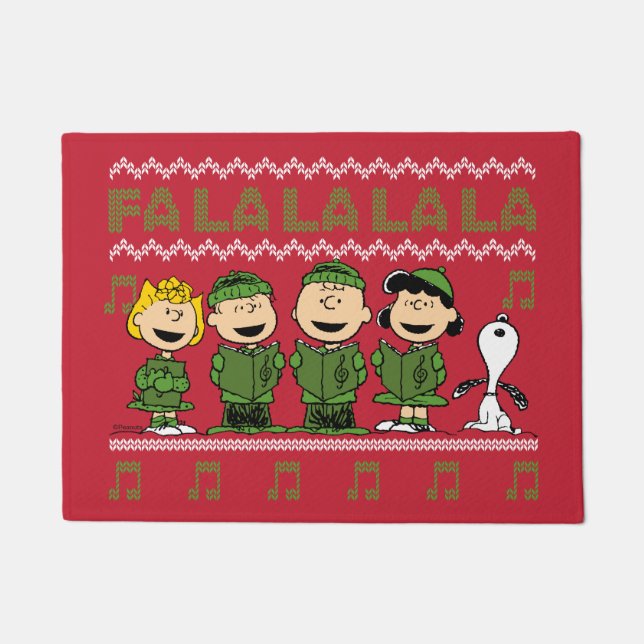 Caroling Christmas Sweater Graphic Doormat (Front)