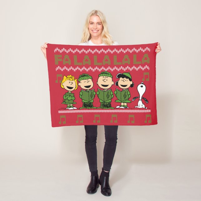 Caroling Christmas Sweater Graphic Fleece Blanket (In Situ)