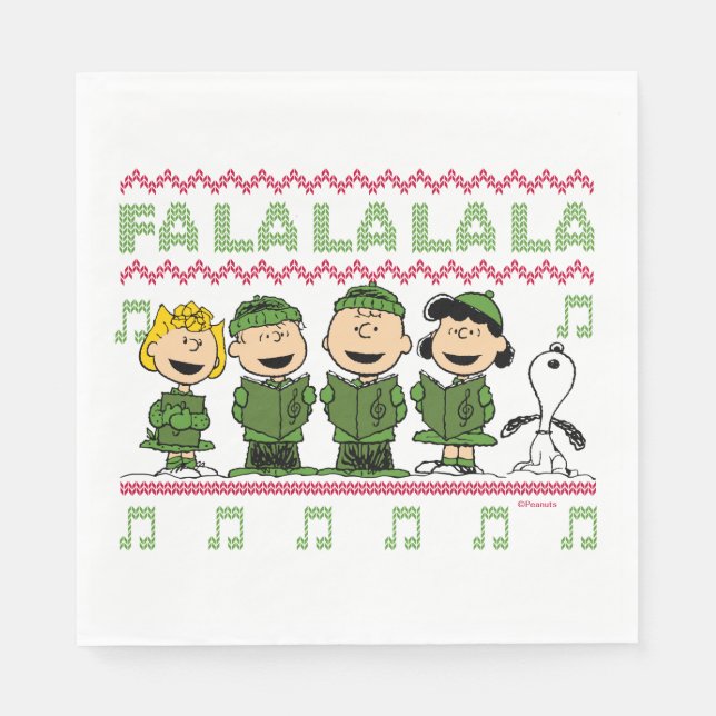 Caroling Christmas Sweater Graphic Napkin (Front)