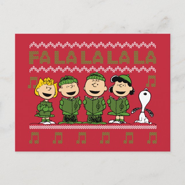 Caroling Christmas Sweater Graphic Postcard (Front)