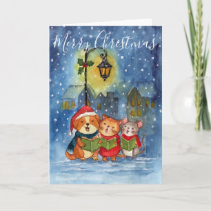 Caroling Companions Under the Snow Holiday Card