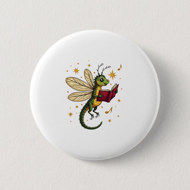 Caroling Dragonfly 6 Cm Round Badge (Front)