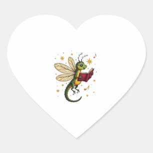 Caroling Dragonfly Heart Sticker