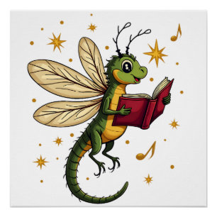 Caroling Dragonfly Poster