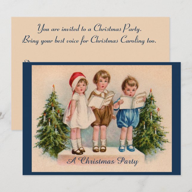 Caroling Kids Christmas Party Invitation (Front/Back)
