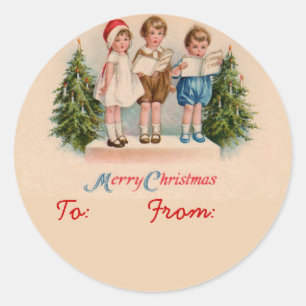 Caroling Kids Gift Tag Stickers
