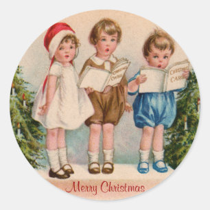 Caroling Kids Merry Christmas Stickers