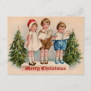 Caroling Kids Victorian Vintage Postcard