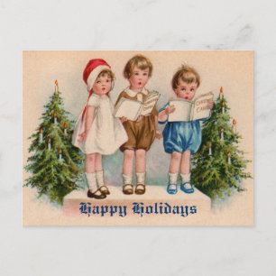 Caroling Kids Victorian Vintage Postcard