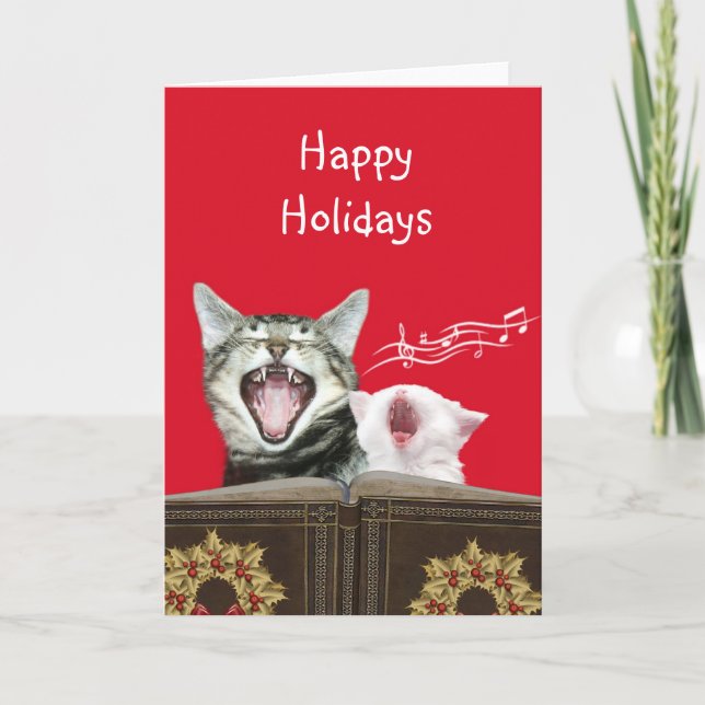 Caroling kitties holiday card (Front)