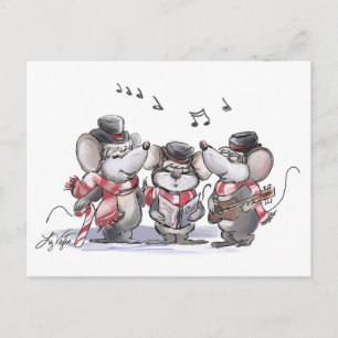 Caroling Mic, Mac & Moe Postcard