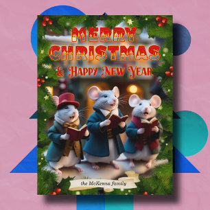 Caroling Mice Bible Verse Christian Custom Photo Holiday Card