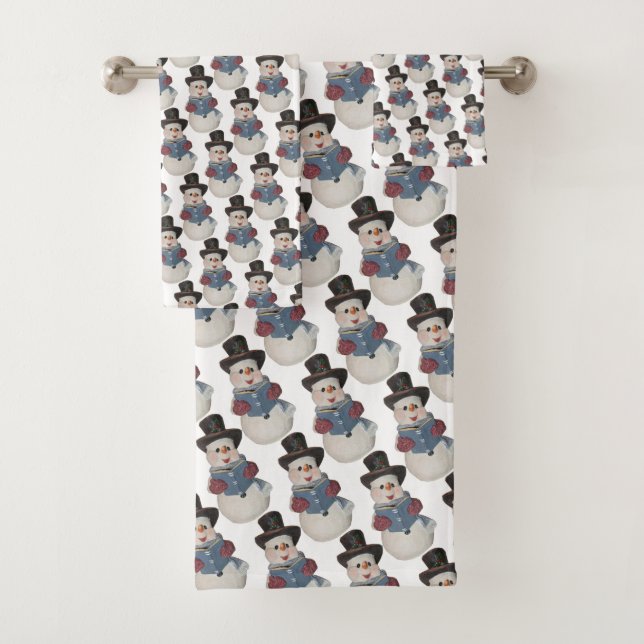 Caroling Snowman Christmas / Winter Towel Set (Insitu)