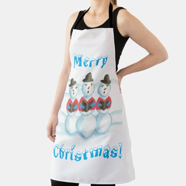 Caroling Snowmen, Merry Christmas, aprons (Insitu)
