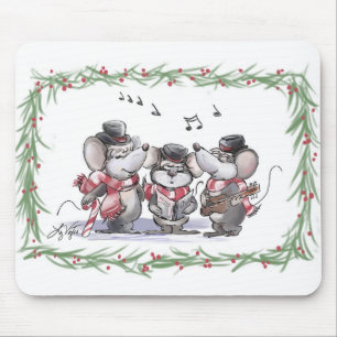 Caroling With Mic, Mac & Moe Mousepad