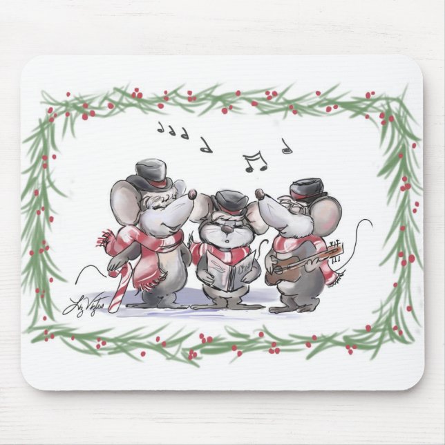 Caroling With Mic, Mac & Moe Mousepad (Front)