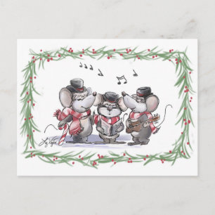 Caroling with Mic, Mac & Moe Postcard
