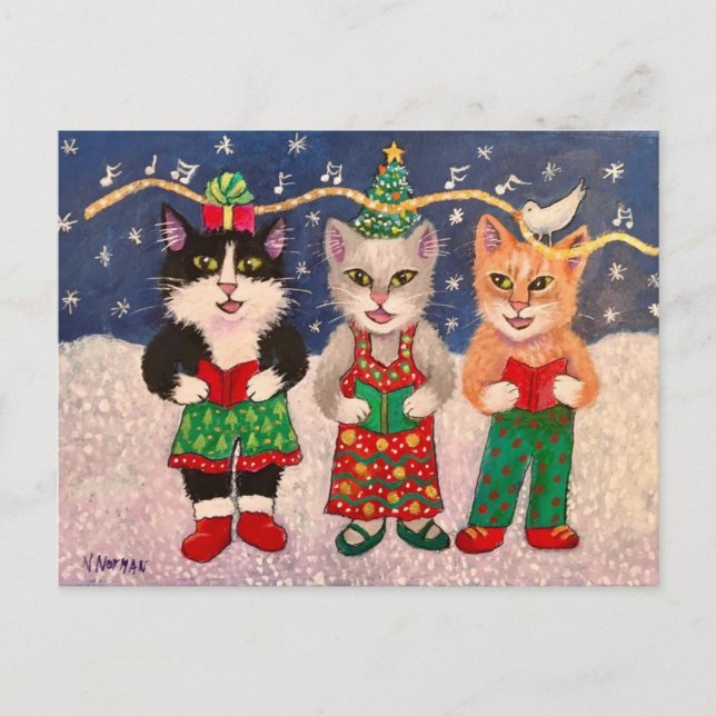 Carolling Cats Postcard (Front)