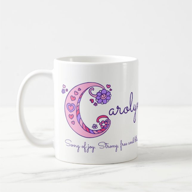 Carolyn name meaning decorative C monogram mug (Left)