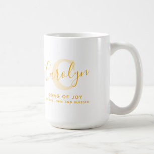 Carolyn name meaning monogram C golden yellow text Coffee Mug