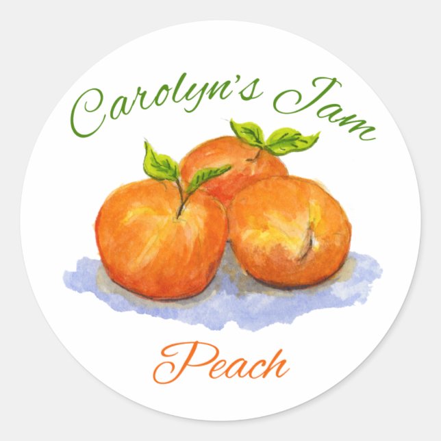 Carolyn's peach jam classic round sticker (Front)
