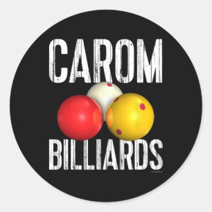 Carom Billiards Shirt - Cool Distressed Text Classic Round Sticker
