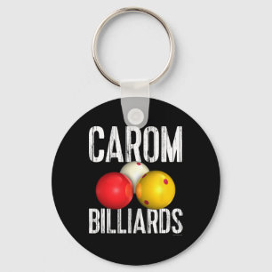 Carom Billiards Shirt - Cool Distressed Text  Key Ring