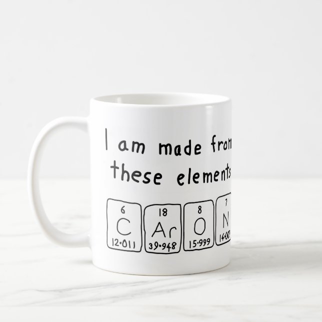 Caron periodic table name mug (Left)