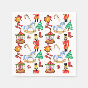Carousel and nutcracker holiday pattern napkin
